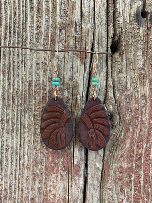 16281 Headdress Teardrop w/Turq Earring