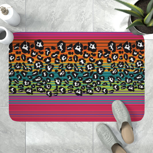 Snow Leopard Serape Memory Foam Bath Mat