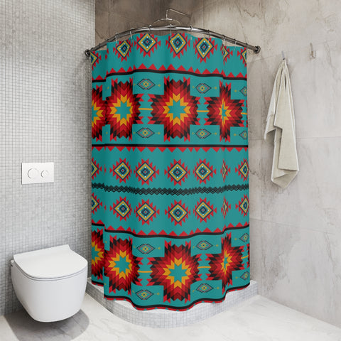 Turquoise Aztec Shower Curtain
