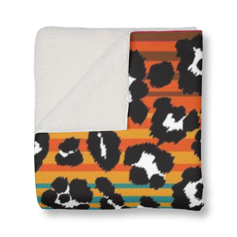Snow Leopard Serape Sherpa Blanket