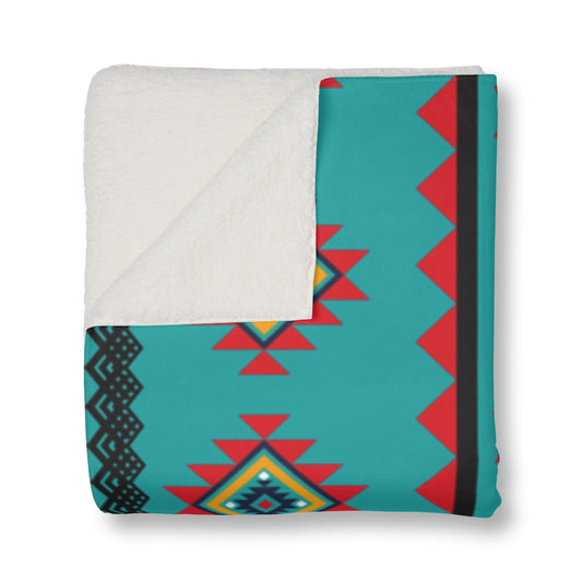 Turquoise Aztec Sherpa Blanket