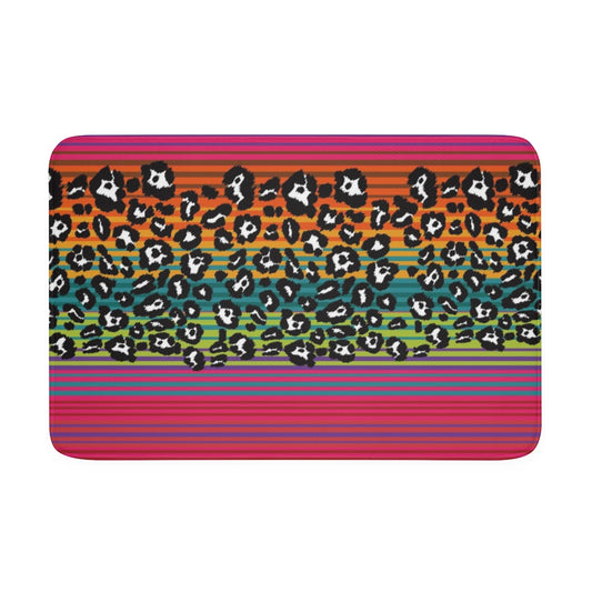 Snow Leopard Serape Memory Foam Bath Mat