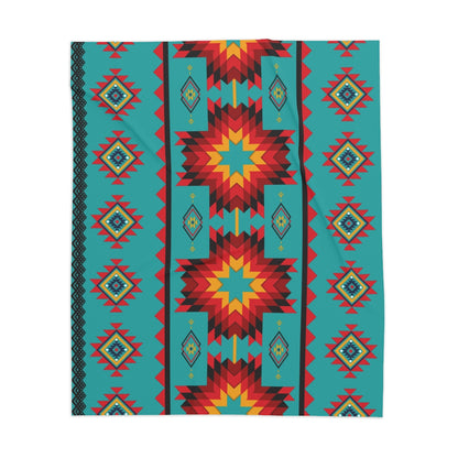 Turquoise Aztec Sherpa Blanket