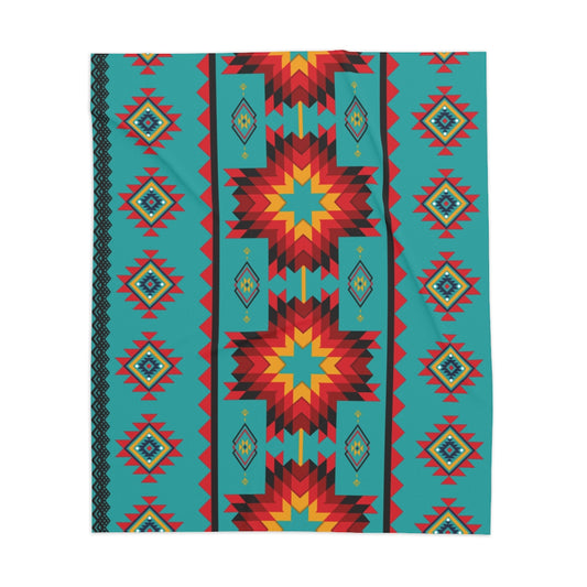 Turquoise Aztec Sherpa Blanket